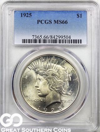 1925 Pcgs Peace Dollar Pcgs Ms 66 Tough This,  Smooth & Lustrous Beauty photo