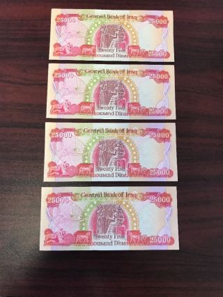 4x25,  000 Iraqi Dinar Note/currency Collection; 100k Total Dinar - photo