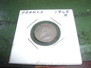 1868 A Paris French Napoleon 3 50 Centimes Coin photo