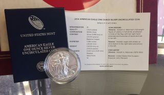 2014 - W American Eagle One Ounce Uncirculated Coin W/ photo