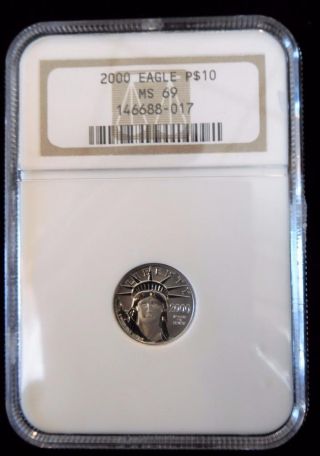 2000 Ngc Ms69 Eagle 1/10 Ounce Platinum P$10 Coin (bc13 - 6/7) photo