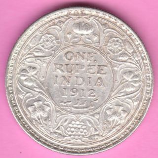 British India - 1912 - King George V - One Rupee - Rarest Silver Coin - 56 photo