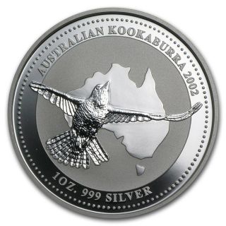 2002 Australia Kookaburra 1 Oz.  Silver Coin - Bu Direct From Perth photo