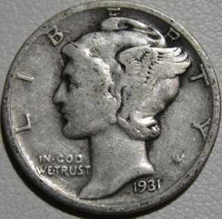 1931 - D 10c Mercury Dime,  Winged Liberty Dime,  90 Silver,  1003 photo