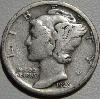 1926 - S 10c Mercury Dime,  Winged Liberty Dime,  90 Silver,  1002 photo