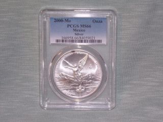Rare 2000 - Mo Pcgs Ms66 1onza Mexico Silver Libertad 