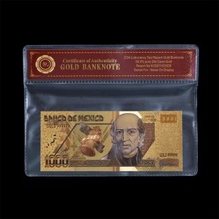 Mexico Gold Banknote 1000 Pesos 24k Gold Plated Note Uncirculated In Pvc Frame photo