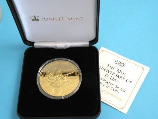 Tristan Da Cuhna - 2014 Gold Plated Silver Proof £5 Crown Coin D - Day Anniversary photo