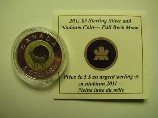 2011 Proof $5 Sky Calendar 1 - Full Buck Moon Canada Silver Niobium Coin&coa Only photo