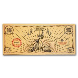 Valaurum Lady Liberty 1/10 Gram 24 K Gold Note 2016 photo
