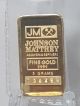 Vintage Johnson Matthey 5 Gram 9999 Gold Bar Gold photo 2