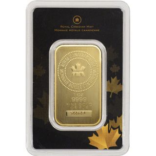 1 Oz.  Gold Bar - Royal Canadian (rcm) -.  9999 Fine In Assay photo