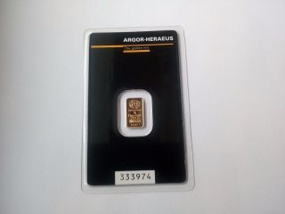 1 Gram Argor Heraus Gold Bar Black Edition Fineness 999,  9 1 Bar photo