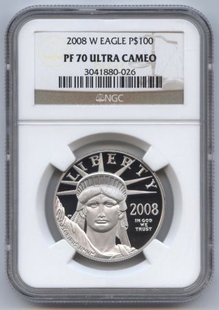 2008 - W 1 Oz.  Proof Platinum Eagle $100 Ngc Pf70 Ultra Cameo,  Statue Of Liberty photo