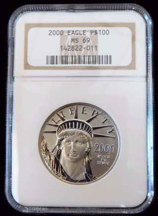 2000 Ngc Ms69 Eagle Platinum P$100 Coin (bc4 - 6/9) photo