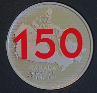 2017 Canada 150 Our Home & Native Land Red Lettering Silver Dollar 99.  99 Silver photo