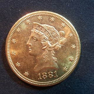 1881 S $10 Gold Liberty Head Dollar Very Rare photo