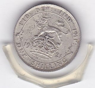 Sharp 1921 King George V Silver Shilling - British Coin photo