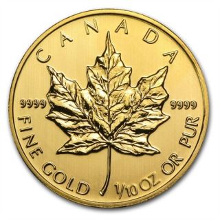 1/10 Oz Misc.  Gold (canada) Canadian Maple Leaf $5 Bu photo