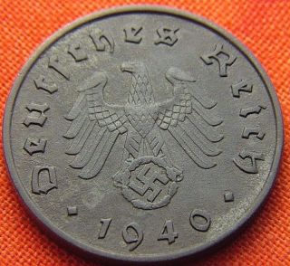Ww2 German 1940 - A 10 Rp Reichspfennig 3rd Reich Bronze Nazi Coin (rl 1637) photo