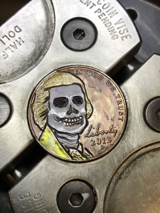 Hobo Nickel Coin Art Skull 126 photo