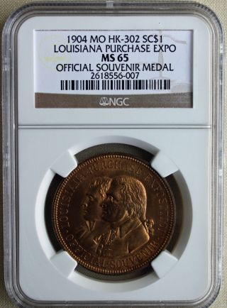 1904 Louisiana Purchase Expo So Called Dollar Souvenir Medal Ngc Ms65 Hk - 302 R photo
