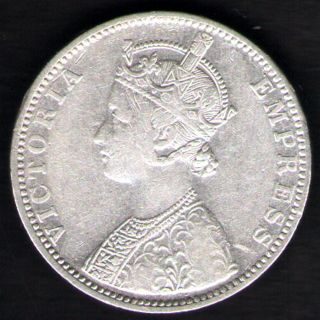 British India 1892 Victoria Empress One Rupee Silver Key Date Rare photo