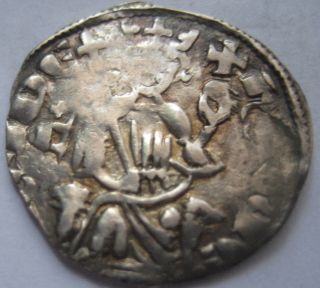 Cyprus Henry Ii 1314 - 1324 Silver 1/2 Groschen Rare Great Patina photo