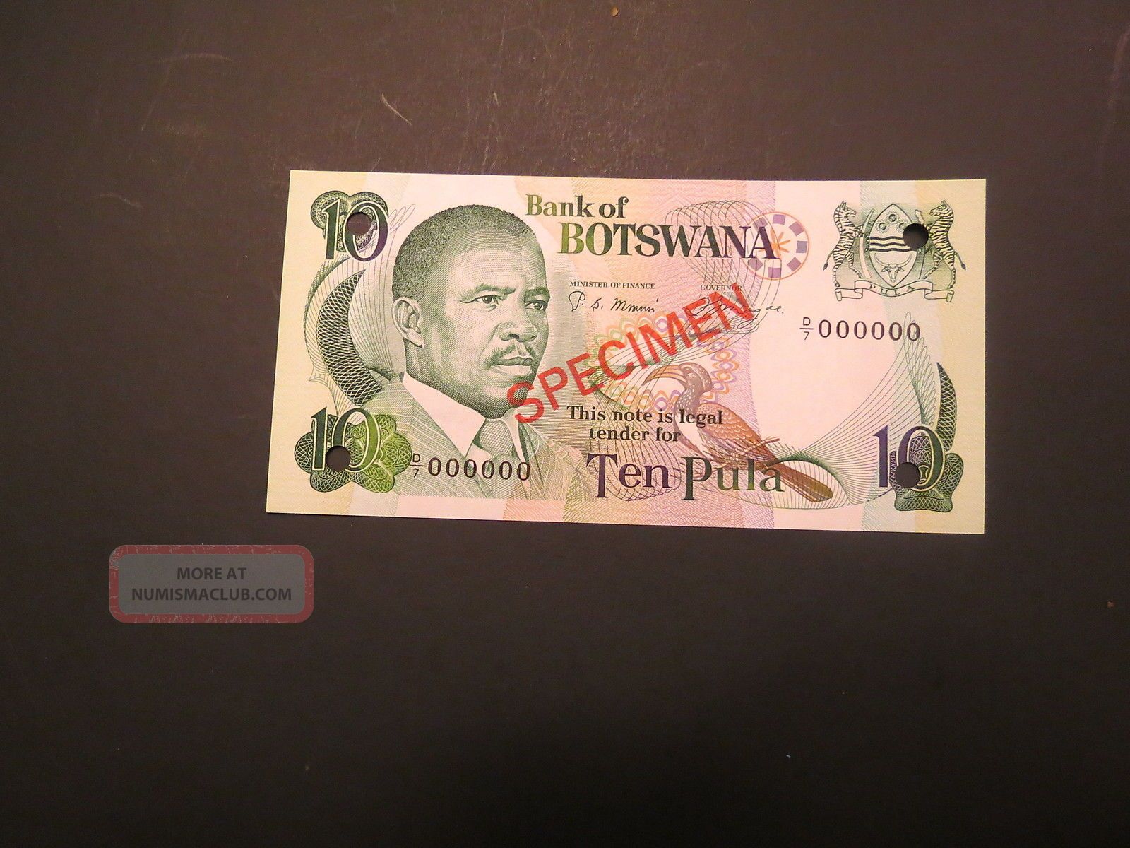 Botswana 10 Pula Bank Of Botswana P - 9 1982 Specimen Unc