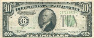 1934 Series A G/c (chicago) $10 Dollar Federal Reserve Note Bill Us Currency photo