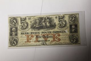 South Carolina - Bank Of The State Of Sc - $5.  00 - 1861 photo