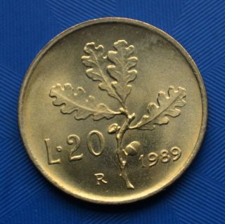 Italy 20 Lire (ramo Di Quercia) Coin.  Ef Plants (flora).  Women.  Random Ages. photo
