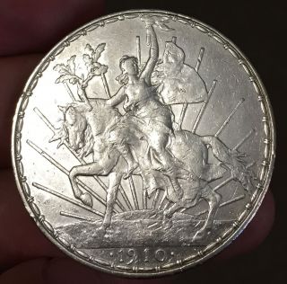 Mexico 1910 $1 Caballito Horse & Rider Comm.  Silver Coin,  See Images photo