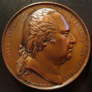 Medal Louis Xviii Ville D ' Amiens Fête De Saint - Louis 1824 By Gayrard 42mm photo