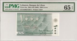 P - 84a 2004 1000 Livres,  Lebanon,  Banque Du Liban,  Pmg 65epq photo