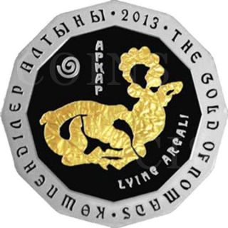 Kazakhstan 2013 500 Tenge Gold Of Nomads Lying Argali Proof Silver Coin photo