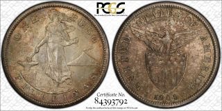 Us Philippines 1909 - S One Peso Pcgs Ms 64 (pop.  10/5) Cppm photo