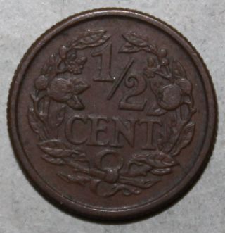 Netherlands 1/2 Cent Coin,  1912 - Km 138 - Holland Half Dutch Bronze Wilhelmina photo
