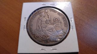 1926 Peru Silver 1 Sol Coin photo