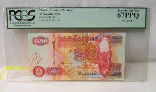 2006 Bank Of Zambia 50 Kwacha Bank Note Certified Pcgc 67ppq photo