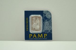 Pamp Swiss 1 Gram Platinum 999.  5 Fine Bar,  On Card photo