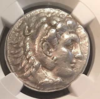 Alexander The Great Side Ancient Greek Silver Tetradrachm Ngc Vf 17.  18g photo