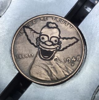 Hobo Nickel Coin Art Krusty The Clown Penny 6 photo