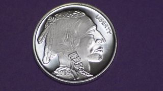 1 Oz.  999 Pure Silver Round.  Indian Head On Face & Buffalo On Rev photo