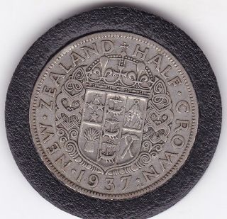 N.  Z.  1937 King George V Half Crown (2/6d) - Silver (50) Coin photo