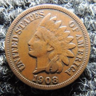 1908 Extra Fine Indian Cent Coin Invest photo