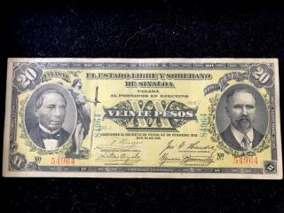 Mexico 1915 Veinte Pesos De Sinaloa Large Banknote, photo