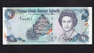 Cayman Islands 1 Dollar (2001) Replacement Z/1 006861 Queen $1 P26 - Unc photo