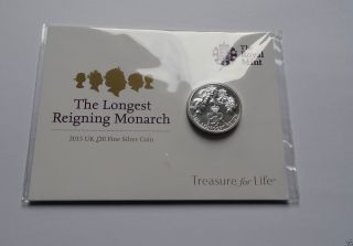 Silver £20 Coin 2015 The Longest Reigning Monarch photo