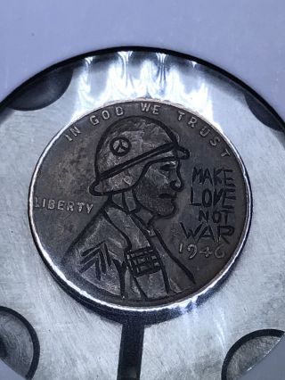 Coin Art Hobo Nickel Make Love Not War 101 photo